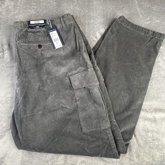 Vineyard Vines Pants Mens XXL Gray Corduroy Cargo Elastic Drawstring Zip Fly - Picture 1 of 16